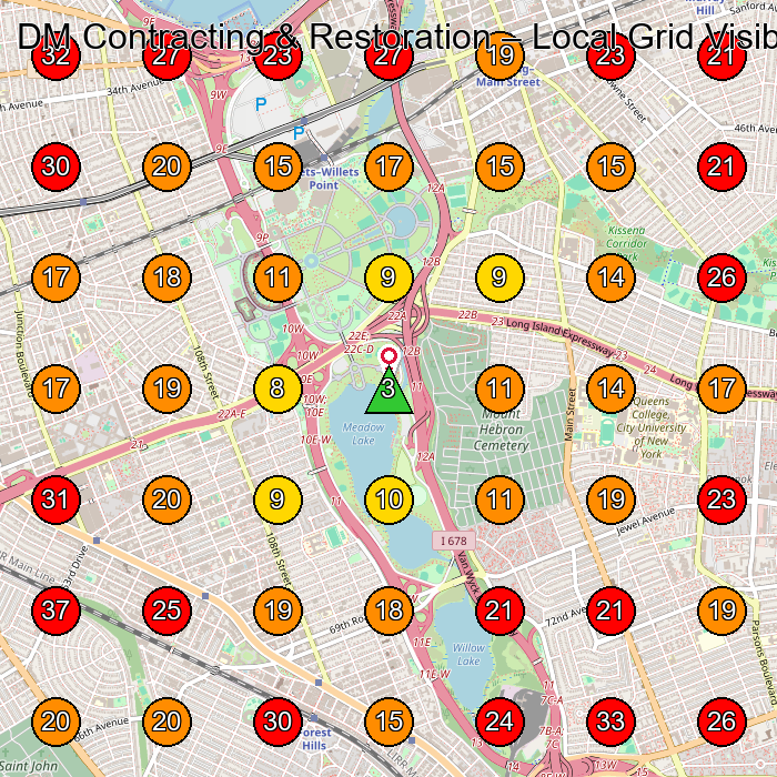 DM Contracting & Restoration GeoGrid visibility map for Empresa De Construccia³N in Corona